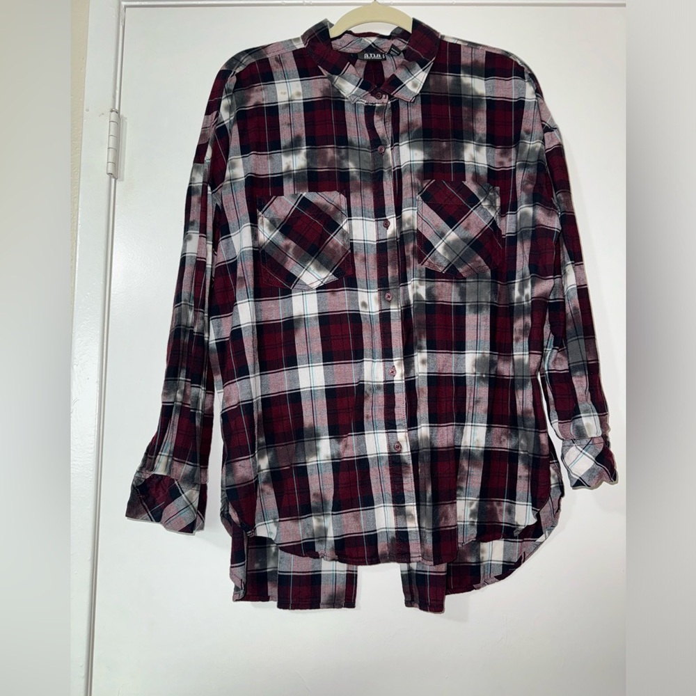 JCPenney: a.n.a Petite Wine Burgundy cotton long sleeve button down